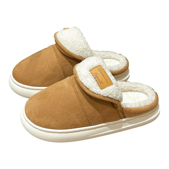 Penkiiy Warm Slippers for Women Ladies Cotton Memory Foam Slippers Women's Slippers House Bedroom Slippers for Plush Comfy Lined Slide Shoes Coffee Slippers