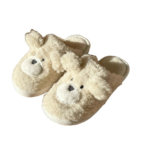 Penkiiy Warm Slippers for Women Plush Cute Sheep Ears Cotton Slippers, Home Leisure Warm Plush Cotton Slippers, Soft Bottom Mute Non-slip Cotton Slippers, Ladies Cotton Slippers Beige Slippers