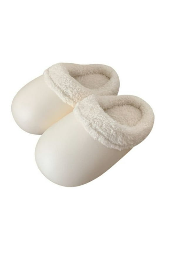 Warm Slippers for Women Winter Indoor Single Color Water Proof Soft Bottom Cotton Slippers Gooses Eggs Shoes Bedroom Warm Cotton Shoes Plush Slippers Ladies Cotton Slippers White Slippers