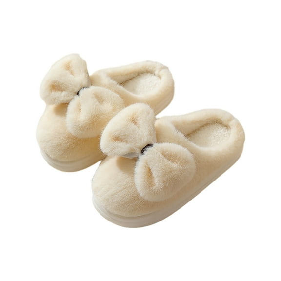 Penkiiy Warm Slippers for Women Women's Thermal Slippers Soft And Comfortable Furry Warm Fleece Lined Slippers With Non-slip Grippers, Women's Home Bedroom Slippers White Slippers