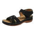 thumbnail image 1 of Penkiiy Wedge Sandals for Women Comfortable: Open Toe Sandals with Low Wedges - Dressy Summer Flower Sandals - Flat Casual Walking Platform 40 Black, 1 of 6