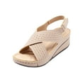 thumbnail image 1 of Penkiiy Wedge Sandals for Women Dressy: Platform Ankle Strap Open Toe Sandal - Comfortable Low Wedge - Summer Casual Walking Sandals 37 Beige, 1 of 4