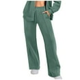 thumbnail image 1 of Penkiiy Wide Leg Sweatpants Women Casual Baggy Elastic High Waisted Joggers with Pockets Comfy Lounge Trousers XL Green, 1 of 6