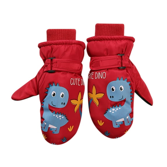 Penkiiy Winter Gloves Kids Winter Outdoor Kids Snow Skating Snowboarding Windproof Warm Ski Gloves Red Gloves