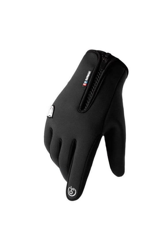 Winter Gloves for Men Winter Men Cycling Gloves Zipper Screen Windproof Mountaineering Ski Gloves Black Gloves