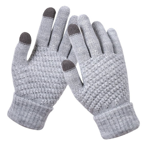 Penkiiy Winter Gloves for Women Fashion Non-slip Jairon Warm Winter Artificial Knitting Wrist Gloves Mittens Gray Gloves