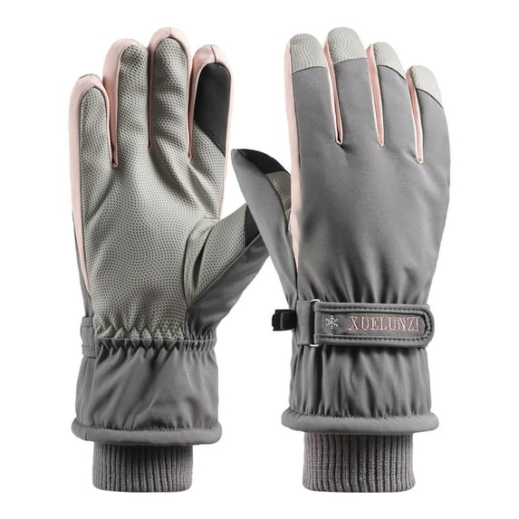 Penkiiy Winter Gloves for Women Outdoor Ski Gloves Keep Warm In Winter Screen Cycling Sports Cotton Gloves Gray Gloves