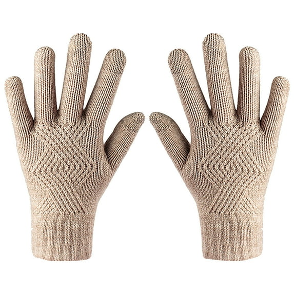 Penkiiy Winter Gloves for Women Wool Knitted Touchscreen Gloves Men and Women Winter Warm Gloves Khaki Gloves