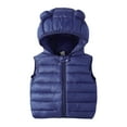 thumbnail image 1 of Penkiiy Winter Vest for Toddlers Toddler Kids Baby Boys Girls Fashion Cute Solid Color Windproof Padded Clothes Jacket Hooded Coat Vest 2 Years Navy, 1 of 3