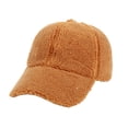 thumbnail image 1 of Penkiiy Winter Women Lamb Wool Baseball Caps for Womens Soft Solid Color Warm Adjustable Cap Hats for Men 6 Years Brown, 1 of 3