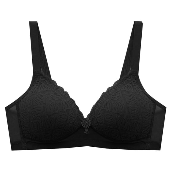 Penkiiy Wireless Bras for Women No Underwire Plus Size Bras Comfortable Push Up Bralette Soft Full Coverage Everyday Bras Black