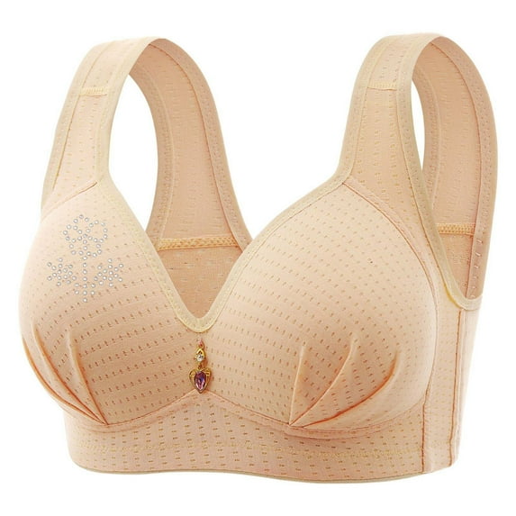 Penkiiy Wireless Bras for Women No Underwire Plus Size Bras Comfortable Push Up Bralette Soft Full Coverage Everyday Bras Khaki