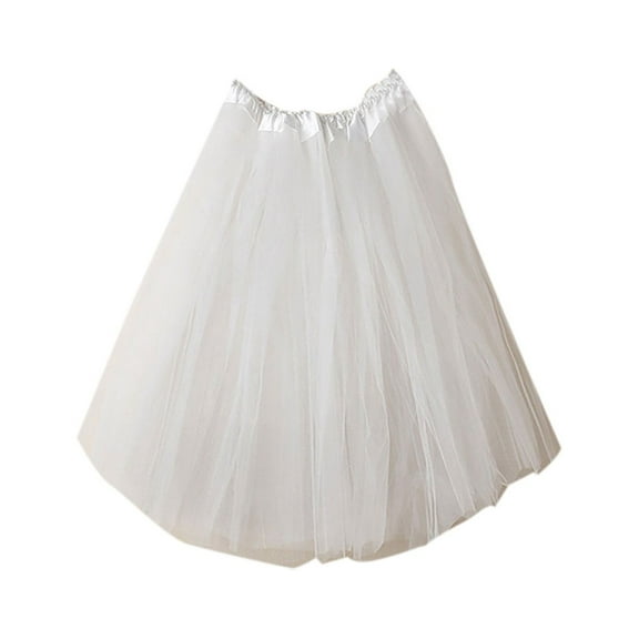 Penkiiy Women 80's Tutu Skirt Layered Tulle Petticoat Tutu Free White
