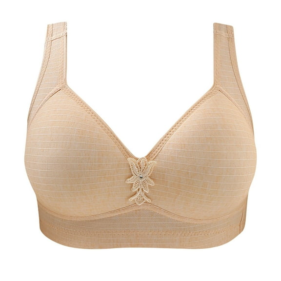 Penkiiy Women Bras Casual Sexy Front Button Shaping Cup Shoulder Strap Underwire Bra Plus Size Extra-Elastic Wirefree Khaki Bras