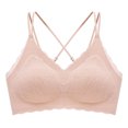 thumbnail image 1 of Penkiiy Women Bras Woman's Comfortable Lace Breathable Bra Underwear No Rims Beige Bras, 1 of 4