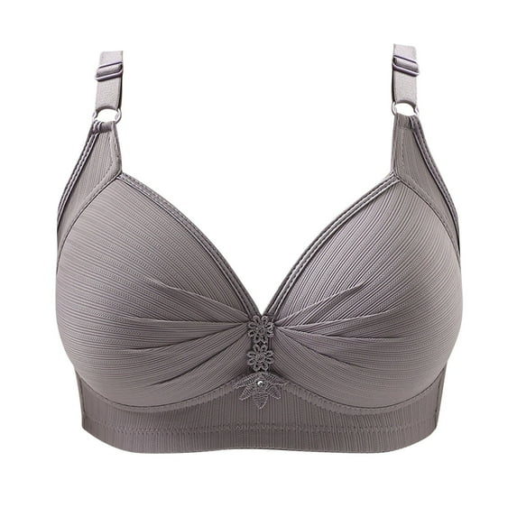 Penkiiy Women Bras Woman's Embroidered Glossy Comfortable Breathable Bra Underwear No Rims Gray Bras