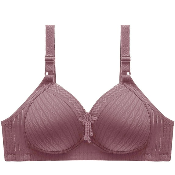 Penkiiy Women Bras Woman's Embroidered Glossy Comfortable Breathable Bra Underwear No Rims Purple Bras