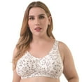 thumbnail image 1 of Penkiiy Women Bras Woman's Fashion Front Closure Rose Beauty Back Wire Free Push Up Hollow Out Bra Underwear White Bras, 1 of 9
