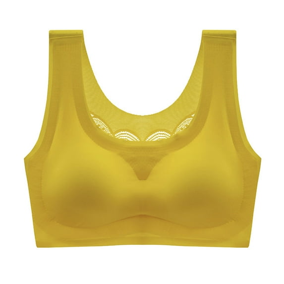 Penkiiy Women Bras Woman's Large Size Comfortable Breathable Bra Underwear No Rims Yellow Bras