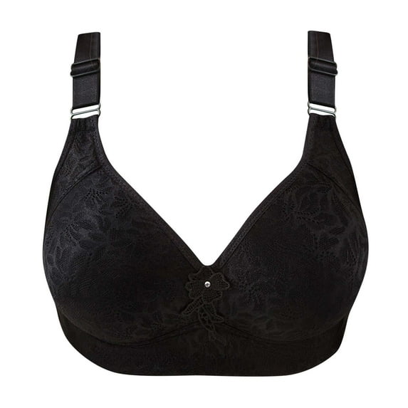 Penkiiy Women Bras Woman's Printing Gathered Together Daily Bra Underwear No Rims Black Bras