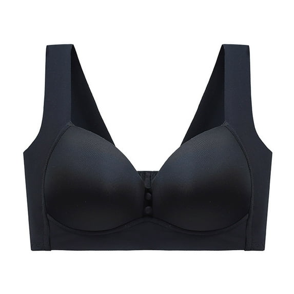 Penkiiy Women Bras Woman's Solid Color Comfortable Hollow Out Perspective Bra Underwear No Rims Black Bras