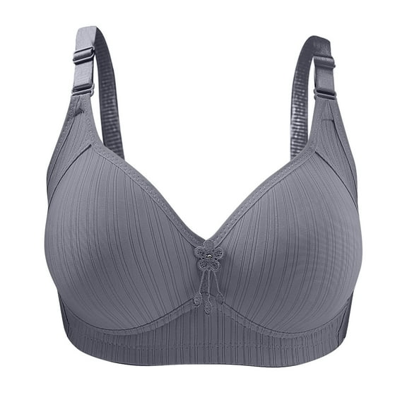 Penkiiy Women Bras Woman's Solid Color Comfortable Hollow Out Perspective Bra Underwear No Rims Gray Bras