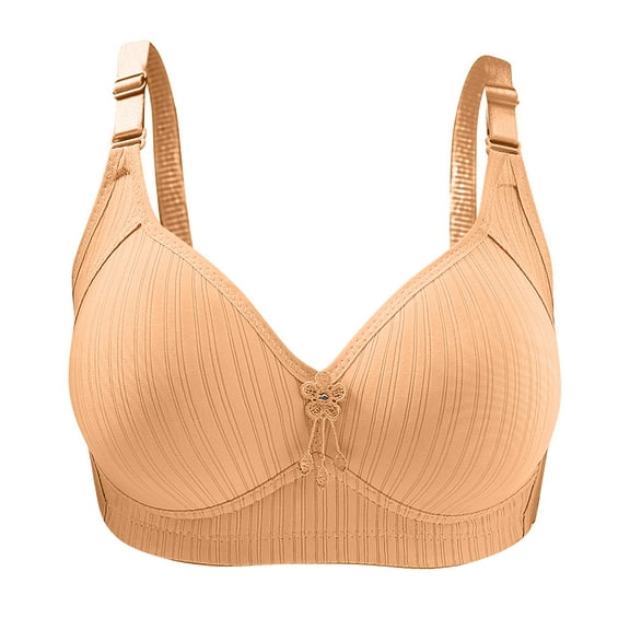 Penkiiy Women Bras Woman's Solid Color Comfortable Hollow Out Perspective Bra Underwear No Rims Khaki Bras