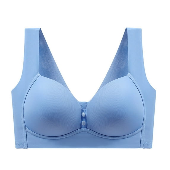 Penkiiy Women Bras Woman's Solid Color Comfortable Hollow Out Perspective Bra Underwear No Rims Sky Blue Bras