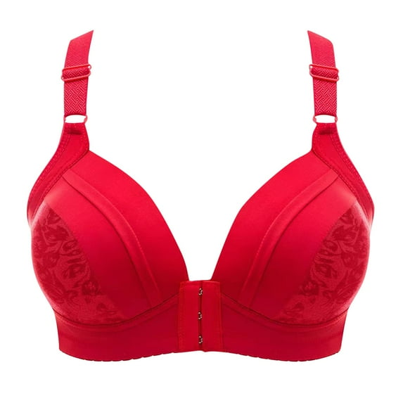 Penkiiy Women Bras Women's Bra Wire Free Underwear OnePiece Cross Side Buckle Bra Everyday Underwear Bras Red Bras