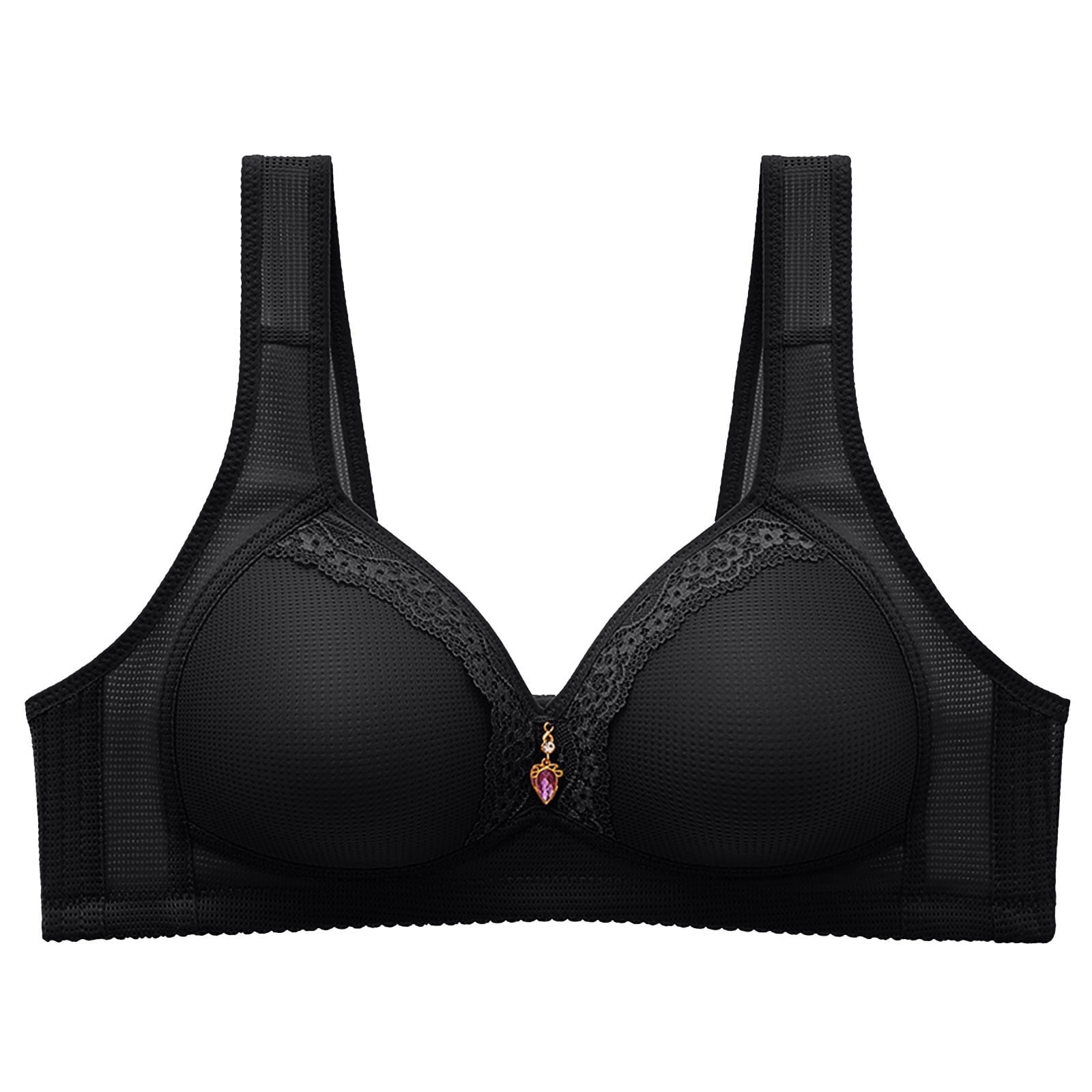 Penkiiy Women Bras Women's Non Steel Ring Comfortable Printing Plus Size Sexy Four Breasted Bra