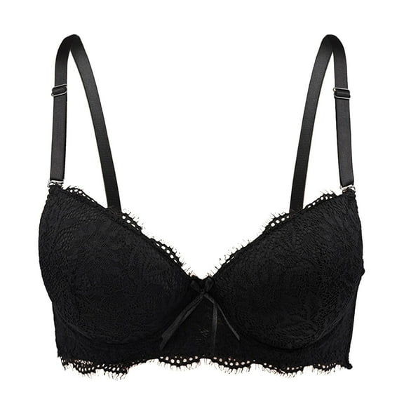 Penkiiy Women Bras Womens 2 In 1 Gathered Underwear Strapl Bra Front Closure Push Up Buckle Lift Bra No Underwire Cross-fit Underwear Black Bras