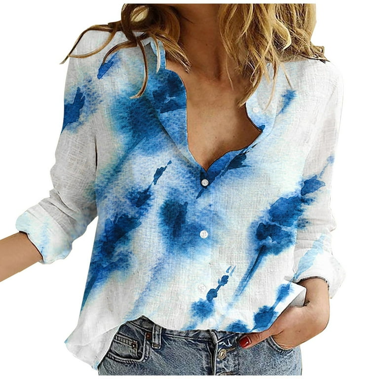 Chiffon Long Sleeve Print V-Neck Blouses Chiffon Long Sleeve Print V-Neck Blouses