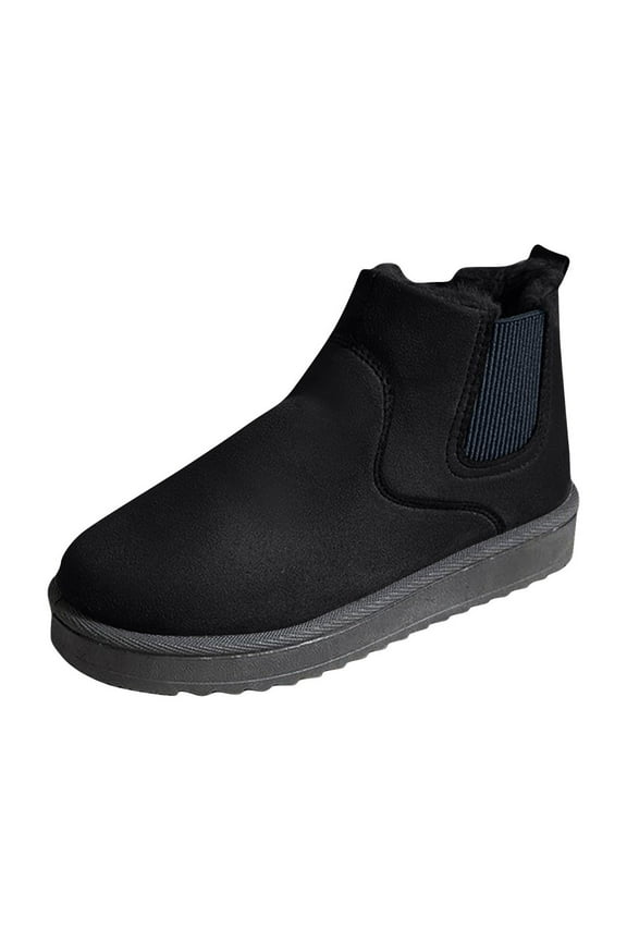 Women Classic Ultra Mini Snow Boots, Faux Fur Lined Slip On Ankle Winter Booties, Womens Warm No Slip Short Boot 38 Black