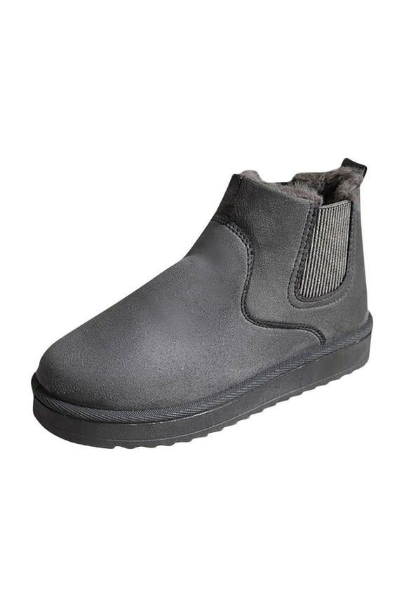 Women Classic Ultra Mini Snow Boots, Faux Fur Lined Slip On Ankle Winter Booties, Womens Warm No Slip Short Boot 40 Gray