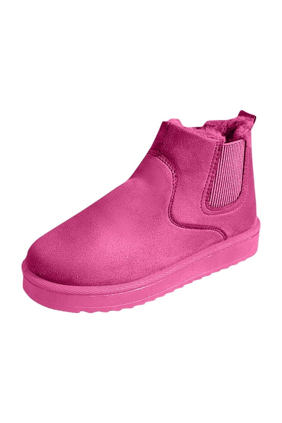 Women Classic Ultra Mini Snow Boots, Faux Fur Lined Slip On Ankle Winter Booties, Womens Warm No Slip Short Boot 41 Hot Pink