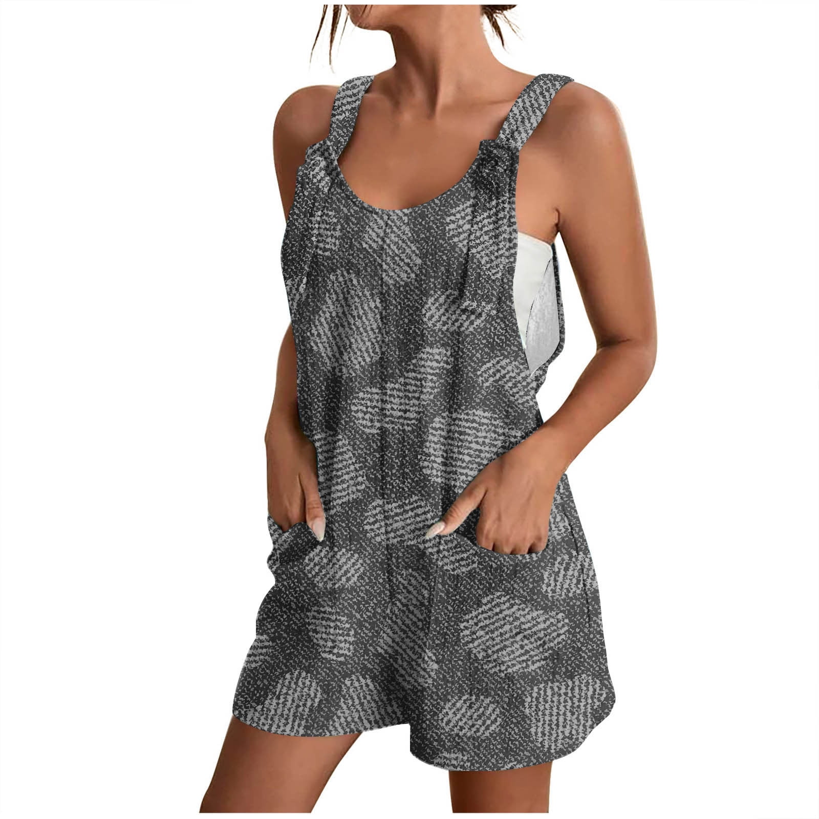 RQYYD Ribbed Knit Bodycon Short Jumpsuit Short Sleeve Scoop