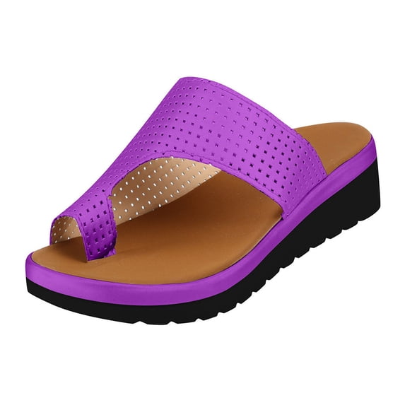 Penkiiy Women Dressy Comfy Platform Casual Shoes Summer Beach Travel Slipper Flip Flops 38 Purple