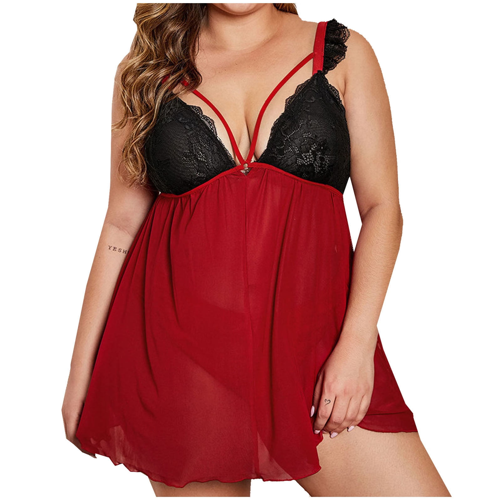 Penkiiy Women Fashion Sexy Plue Size Lace Yarn Underwear Suspender