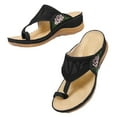 thumbnail image 1 of Penkiiy Women Floral Embroidered Wedge Slippers Summer Lightweight Slide Sandals Comfy Beach Shoes 38 Black, 1 of 6