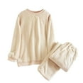 thumbnail image 1 of Penkiiy Women Fuzzy Warm Fleece Pajamas Sets Winter Flannel Sleepwear Fluffy Pajama Pullover Top Lounge Pants Set M Beige, 1 of 4