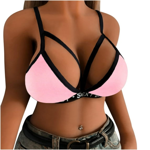 Penkiiy Women Lingerie Fashion Woman's Lace Active Bra Beauty Back Wrap Hollow Out Bra Underwear Pink Bras