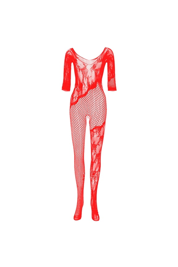 Women Lingerie Women's Sexy One-piece Mesh Clothes Suspender Sock Hollowed Out One-piece Socks Mesh Whole Body Silk Stockings Mesh Socks Pack Sexy Underwear Red Sexy Lingerie