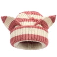 thumbnail image 1 of Penkiiy Women Men Girls Boys Teens Cute Cat Ear Knit Cable Rib Hat Cap Beanie Pink, 1 of 5