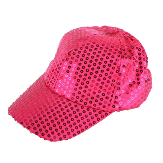 Penkiiy Women Men Shining Sequin Baseball Hat Sequined Glitter Dance Party Cap ClubwearHot Pink
