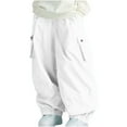 thumbnail image 1 of Penkiiy Women Men Ski Baggy Cargo Knee Reflective Graphic Panel Casual Snow Pants Waterproof Loose Fit Snowboard Pants S White, 1 of 4