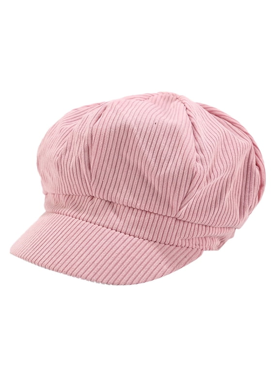 Women Newsboy Cap Summer Beret Cap Cabbie Painter Hat Vintage Octagonal Visor Hats Retro Peaked Paperboy Pink
