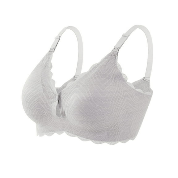 Penkiiy Women Nursing Bras Ladies Comfortable Breathable No Steel Ring Front Buckle Breastfeeding Bra Woman Underwear Gray Bras