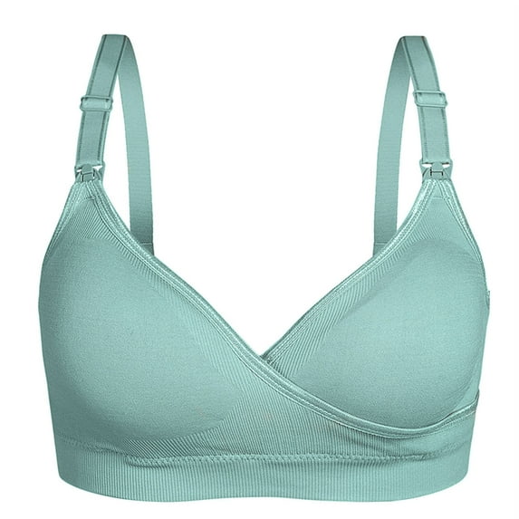 Penkiiy Women Nursing Bras Woman's Solid Color Ring Breast Feeding Comfortable Hollow Out Perspective Bra Underwear Green Bras