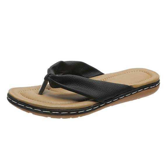 Penkiiy Women Platform Flip Flops for Women Soft Thong Sandals Summer Casual Lightweight Comfortable Flat Slippers Walking Shopping Gathering Vacation Flip Flops 44 Black