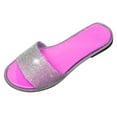 thumbnail image 1 of Penkiiy Women Rhinestone Flat Open Toe Slippers Shoes Comfy Sandals Casual Comfortable Beach Sandals 39 Hot Pink, 1 of 5